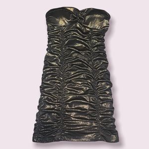 Gold strapless dress